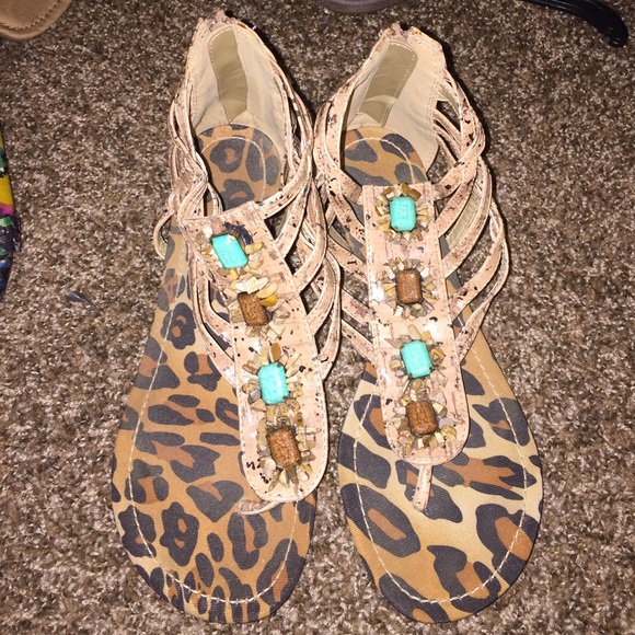 Animal print sandals - Picture 1 of 4