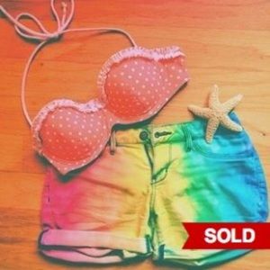 BUNDLED - Coral pink polka dot bikini top