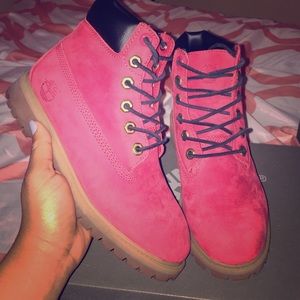 Red/Maroon kids timberland boots