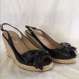 Valentino Black Patent Leather Espadrilles