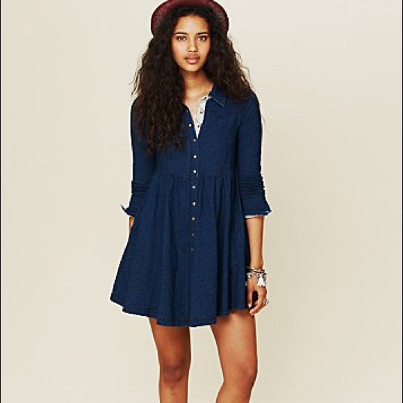 FREE PEOPLE denim knit dress. Sold Out.
