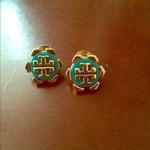 Authentic gold and Aqua Tory Burch studs