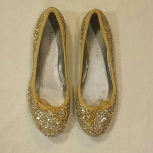 The Limited Gold Sparkle Ballet Flats