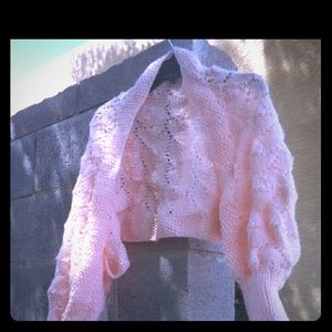 Award winning handmade crochet peach shrug