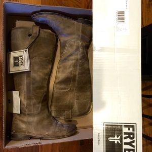 Frye Paige Antique Grey Leather Riding Boots 7.5