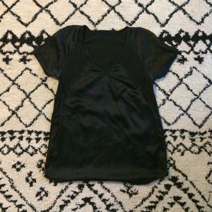 Black Silky Short Sleeve Blouse