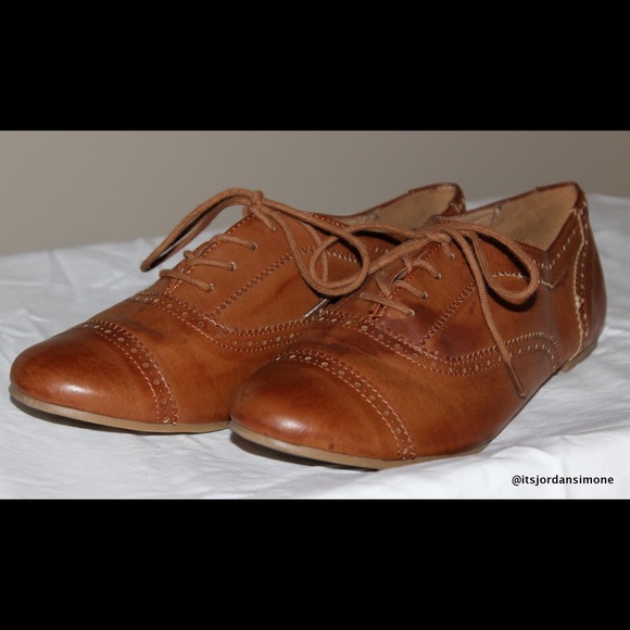 Aldo Chestnut Leather Oxfords