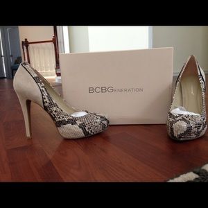 BCBGeneration Suede and Snakeskin Pump