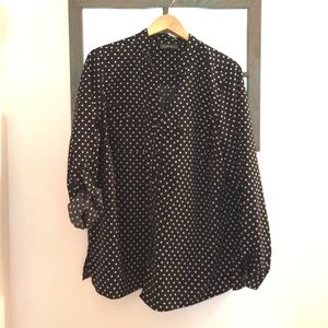 2x polka dot button up blouse