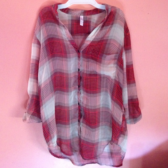 Sheer plaid shirt