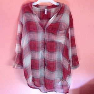 Sheer plaid shirt