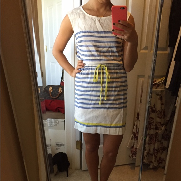 Blue White and Neon yellow LOFT dress