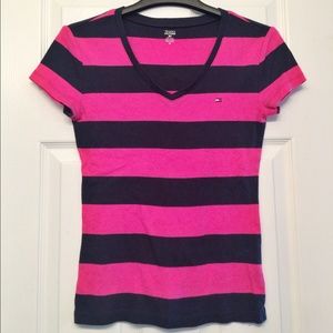 Tommy Hilfiger Navy/Pink striped V-Neck