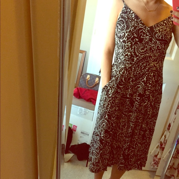 LOFT cream and black dress