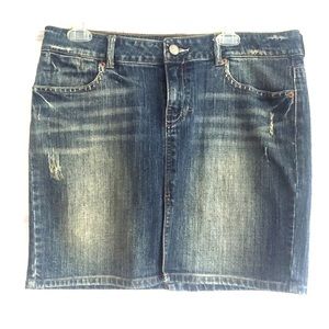 American Eagle Distressed Midi Jean Skirt