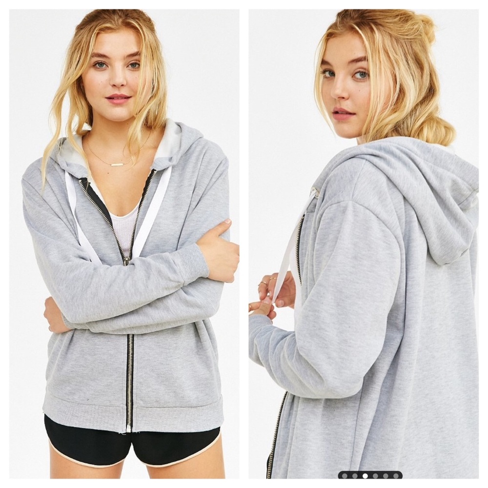 UNIF Gray Zip-Up Oversized Hoodie Sweat Jacket - Picture 5 of 7