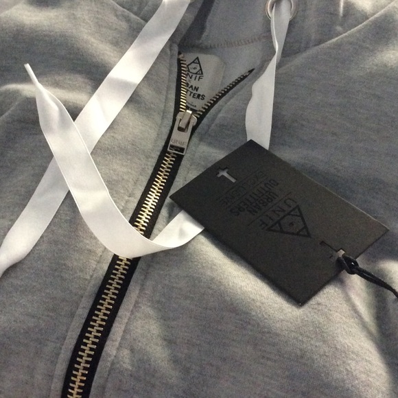 UNIF Gray Zip-Up Oversized Hoodie Sweat Jacket - Picture 6 of 7