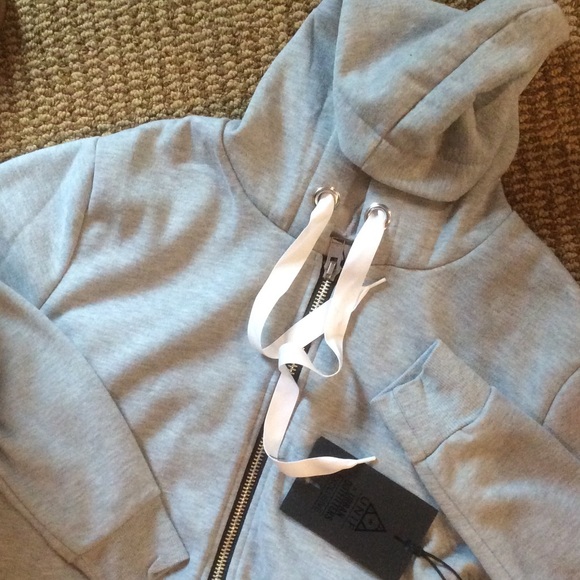 UNIF Gray Zip-Up Oversized Hoodie Sweat Jacket - Picture 4 of 7