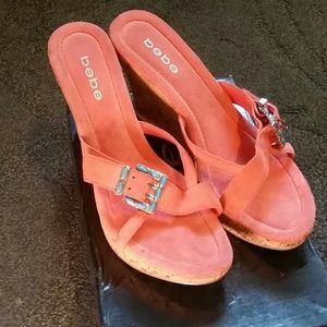 Coral wedge sandals