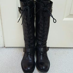Black Leather Tall Boots Size 7 1/2