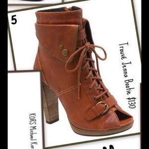Trouve peep toe lace up boots