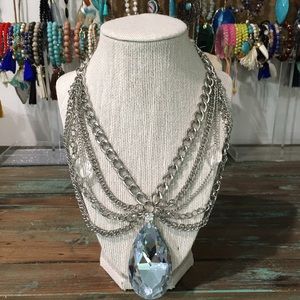 Chain and sparkle chunky statement necklace