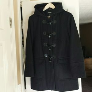 Black wool toggle coat
