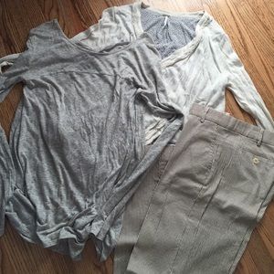 Bundle of pants, sweater and long sleeve top