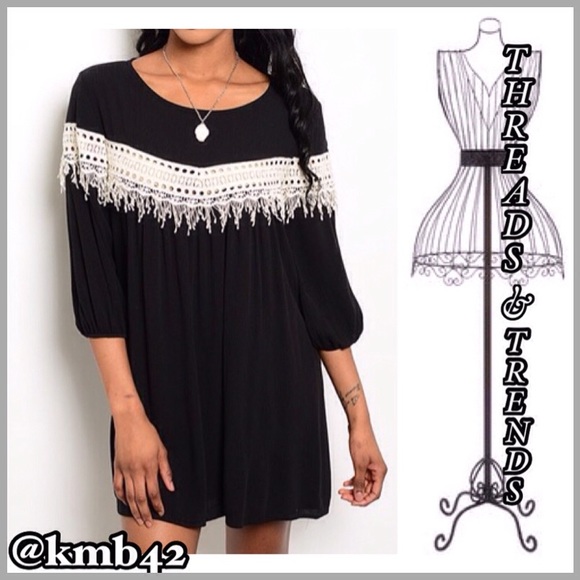 Threads & Trends Dresses & Skirts - HP! Black Crochet Lace Shift Dress