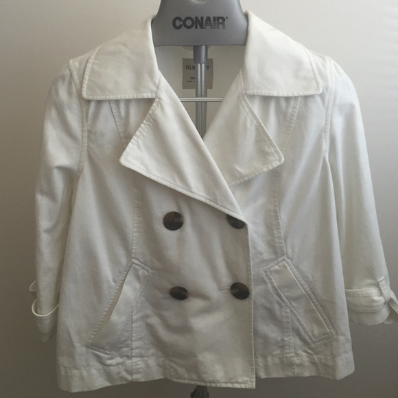 NEW* Old Navy White Denim Jacket 3/4 Sleeve.