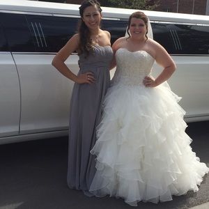 Grey long formal gown,Mercury color David's Bridal