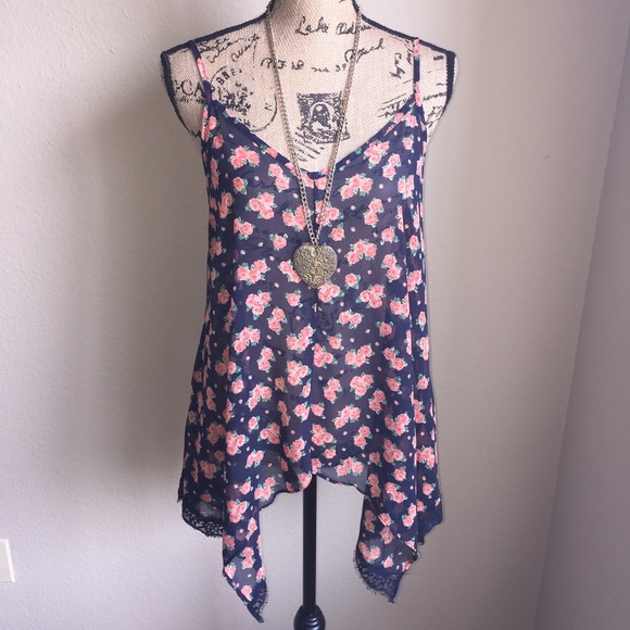 Navy & Floral Blouse