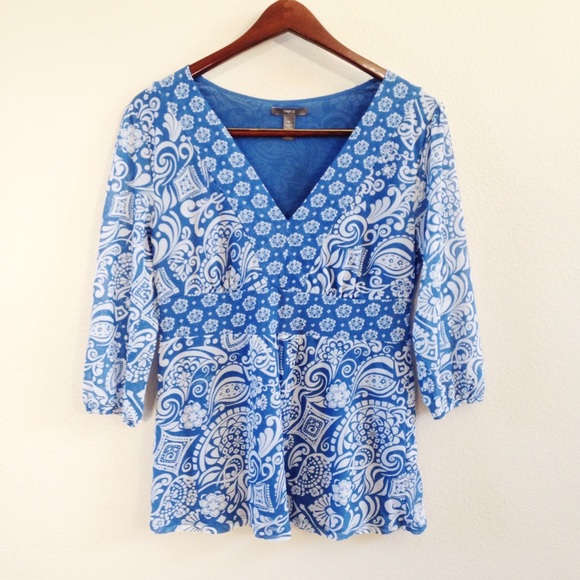Apt. 9 Tops - blue patterned blouse