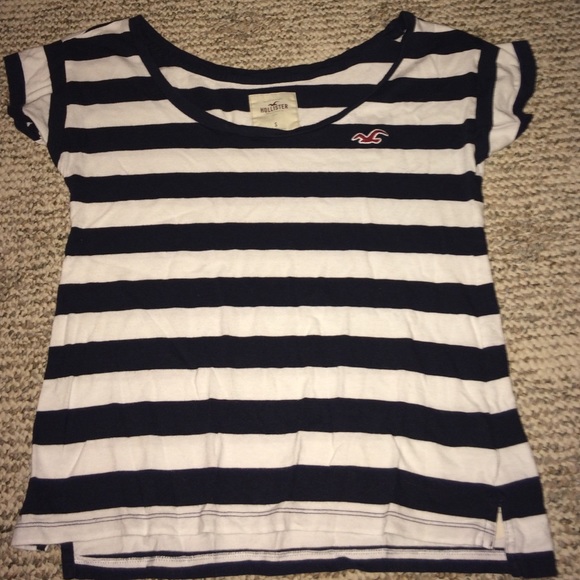 Hollister navy and white striped tee