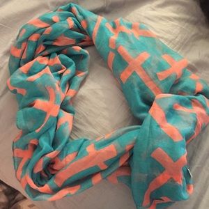 Neon blue and pink cross scarf