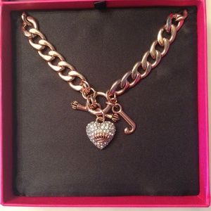 Juicy Couture RoseGold Pave Crystal Heart Necklace