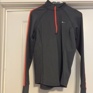 Nike half zip gray and orange jacket