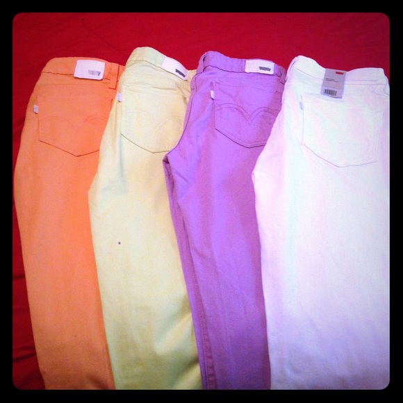 Three unique and colorful Levi's Jean leggings