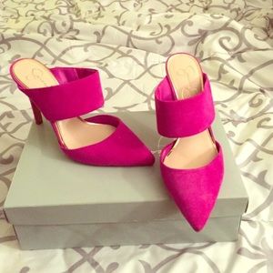 Jessica Simpson Pink Sandra Suede Mules
