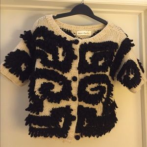 Anthropologie Cropped Black and White sweater- S