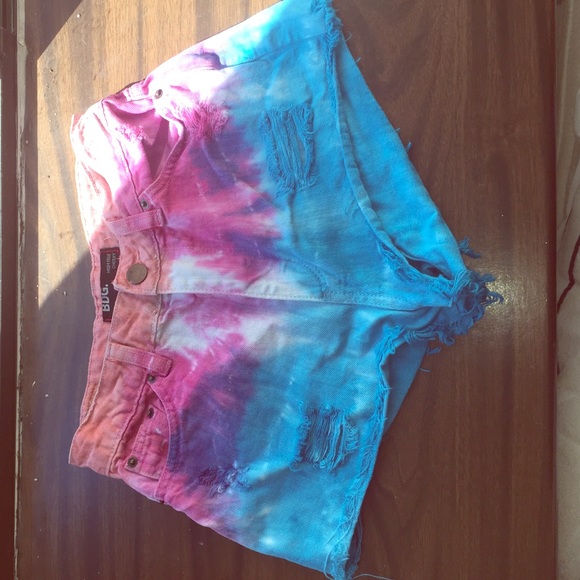 Tye-dye denim shorts