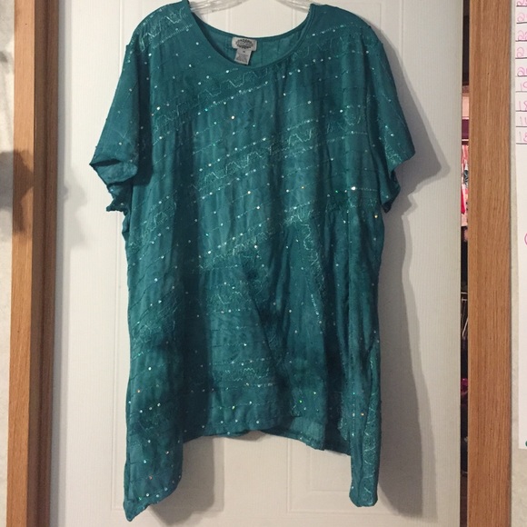 Sequined green blouse