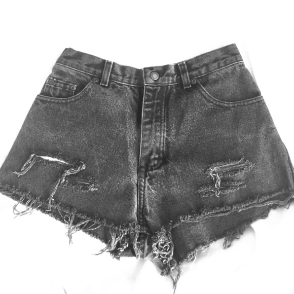Denim shorts.