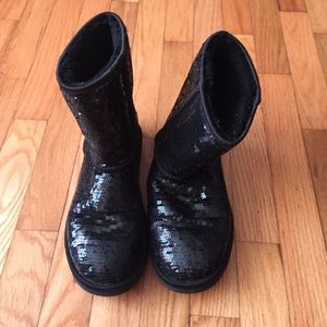 black sequin ugh boots.