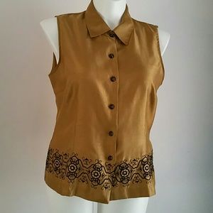 Sleeveless Dressy Gold Top by Melissa Harper