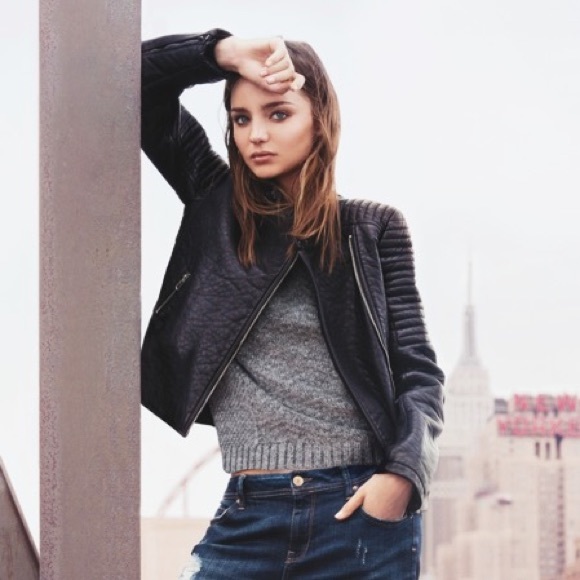 Mango dark brown faux leather jacket