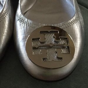 Tory Burch Reva Ballet Flat Silver
