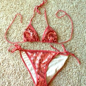 Victoria secret red sequence bikini