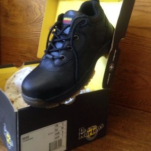 Brand new Dr Marten black steel toe shoes