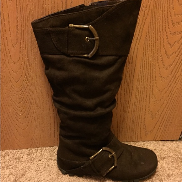 Faux swede knee high boots